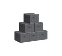 Set of 6 Foldable Storage Organiser Boxes Slate Grey, Slate Grey / Set of 6 / 40L x 30W x 25H cm