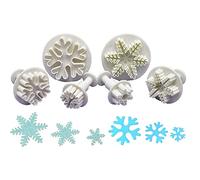 Set of 6 Fondant Cutters, Snowflakes Cookie Cutters, Ejector Stamp, Cake Decoration Set for Cakes, Cakes, Biscuits, Chocolate, Jelly
