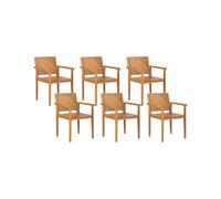 Beliani Set Of 6 Garden Chairs Baratti Acacia Wood Brown