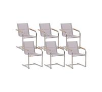 Beliani Set of 6 Garden Chairs COSOLETO Stainless Steel Beige