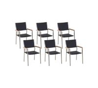 Beliani Set Of 6 Pe Rattan Garden Chairs Black Grosseto