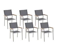 Beliani Set Of 6 Garden Chairs Grosseto Stainless Steel Grey