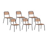 Set of 6 Garden Chairs VALLESE Acacia Wood Brown