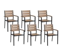 Set of 6 Garden Chairs VERNIO Light Wood-Black