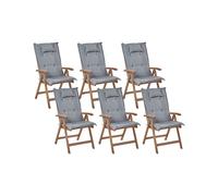 Set of 6 Garden Chairs with Cushions AMANTEA Acacia Wood Grey