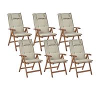 Beliani Set Of 6 Garden Chairs With Cushions Amantea Acacia Wood Taupe