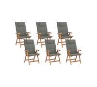 Beliani Set of 6 Garden Chairs with Cushions JAVA Acacia Wood Graphite Grey