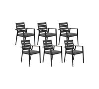 Set of 6 Garden Chairs with Cushions TAVIANO Metal Black