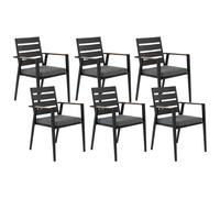 Set of 6 Garden Chairs with Cushions TAVIANO Metal Black