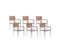 Set of 6 Garden Chairs with Cushions VIAREGGIO Brown