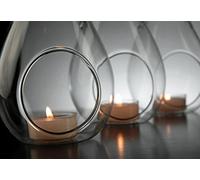 SET OF 6 GLASS HANGING TEALIGHT HOLDER BAUBLES FOR XMAS DECORATION / WEDDINGS. TEARDROP / PEAR SHAPED TEALIGHT HOLDER. .