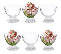 Set of 6 Glass Prawn Cocktail Bowls Dishes Appetizer Starter Prawn Cocktail Serving Glasses Stemmed for Appetiser Prawn Seafood Shrimp Salad Snack Cocktail Nibbles Party Glass Bowls, 235ml