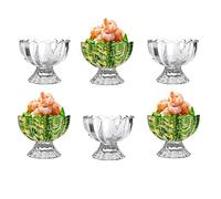 Set Of 6 Glass Prawn Cocktail Bowls Dishes Stemmed Appetizer Prawn Cocktail Serving Glasses Mini Starter Nibbles Embossed Glass Bowls