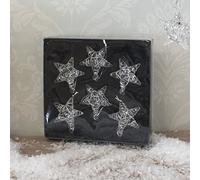 Set of 6 Glass Star Christmas Decorations (4.5cm)