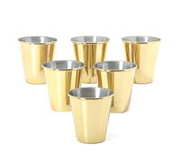 Set of 6 Gold Stainless Steel Shot Glasses - 70ml - Groomsmen Gift - Cool Unique Metal Shot Glasses for Tequila, Whiskey, Espresso