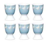 Set Of 6 Goose-Print Egg Cups Kitchencraft Blue Large