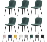 (SET OF 6, GREEN) 2/4/6Pcs Fabric Dining Chair with Metal Legs Bella