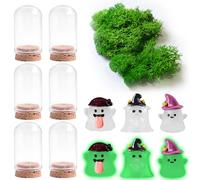 Set of 6 Halloween Ghosts in Jars, Mini Glow in the Dark Ghost Figurines Decor Novelty Spooky Decor for Halloween Fun Holiday Ornament Gifts Supplies Decor