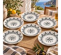 Set of 6 Handmade Ceramic Dinner Plates Ø25 cm Hand-Painted, Mediterranean Design, Original Designs and Patterns 1401252002-6