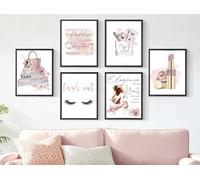 Set of 6 Hello Gorgeous Lashes Fashion Art prints dressing room prints Shoes Lashes Prints (A4)