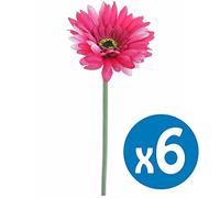 Set of 6 Hot Pink Small Head Gerbera Artificial Silk Flowers (55cm)