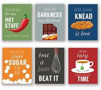 Set of 6 - HycArt Colorful Funny Kitchen Quote Art Print, HycArt Dessert Vegetables Tea with Motivational Saying Canvas Wall Art Printing for Kitchen Cofee Shop Decoration (No Frame,8"X10")