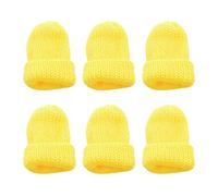 Set of 6 Knitted Egg Cosy Hats, Knitted Egg Warmer Hats for Breakfast Eggs, Mini Hat Craft Supplies, Gift Idea Birthday Moving New Housewarming (Yellow)