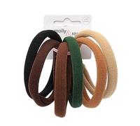 Set of 6 Large Natural Soft Jersey Endless Hair Elastics Bobbles Bands