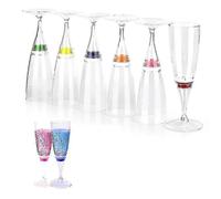 Set of 6 LED Champagne Flutes, Liquid Activated Flashing Wine and Water Glasses