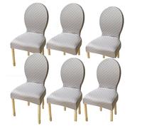 Set of 6 Light Gray Dining Chair Slipcovers for Oval Side Chairs Modern Round Back Covers without Arms Fits Small/Large Solid Wood Legs Ideal for Kitchen/Bedroom Decor
