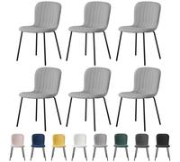 (SET OF 6, LIGHT GREY) 2/4/6Pcs Fabric Dining Chair with Metal Legs Bella
