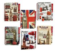 Set of 6 London Souvenir Notebook - Union Jack British Gift Notepad - Big Ben Wire Notebook Notepad & Pen England Souvenirs Stationary Memo Pad & Pen