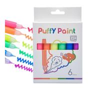Set of 6 Magic Puffy Pens for Kids - 3D Bubble Pópcorn Colouring Pens | Creative 3D Marker | DIY Drawing Pens in 6 Colours for Paper, Glass and Other Surfaces, Gift 3 Years