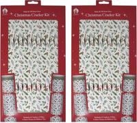 Set of 6 Make Your Own Christmas Crackers Kit Make & Fill Snap Hat Motto Red Snowflake,Plain Kraft Brown Design - Christmas Dinner Party.Festive Seasonal (Holly)