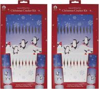 Set of 6 Make Your Own Christmas Crackers Kit Make & Fill Snap Hat Motto Red Snowflake,Plain Kraft Brown Design - Christmas Dinner Party.Festive Seasonal (Blue Whale)