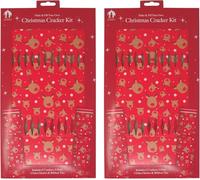 Set of 6 Make Your Own Christmas Crackers Kit Make & Fill Snap Hat Motto Red Snowflake,Plain Kraft Brown Design - Christmas Dinner Party.Festive Seasonal (Rudolph)