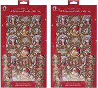 Set of 6 Make Your Own Christmas Crackers Kit Make & Fill Snap Hat Motto Red Snowflake,Plain Kraft Brown Design - Christmas Dinner Party.Festive Seasonal (Santa)