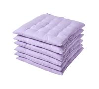 Homescapes Mauve Seat Pads 100% Cotton Chair Cushions 40X40 Cm, Set Of 6 Plain Chair Pads For Dining, Kitchen Garden Outdoor Use