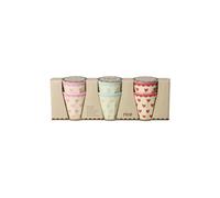 Set of 6 Medium Cups - Multicolor Heart Print - by Rice