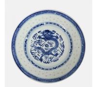 Set of 6 Medium size Oriental Chinese Porcelain Dinner Plates Blue Dragon Design MA
