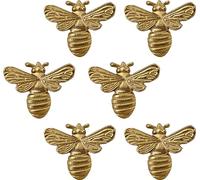 Set of 6 Metal Gold Bee Wall Decorations Ornament Hanging Gift Bumble Home Accessories Decor