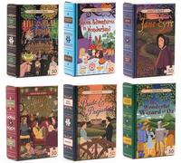 Set of 6 Mini Jigsaw Library Books Puzzle in a Matchbox - 50 piece. Assorted famous books - great travel size entertainment, wedding favour or Christmas Cracker Filler