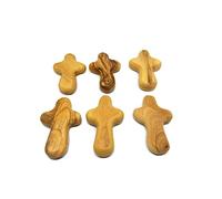 Set of 6 Mini Olive Wood Holding Comfort Crosses | Christian Prayer Cross | Handheld Design | Comfortably Fits in Your Hand | Wwith Explanation Card