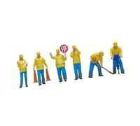 ＡＷＨＡＯ Set of 6 Miniature Figurines at 1/64 Scale, Representing Construction Workers, for Diorama Or Photo Props, yellow