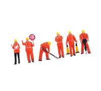 ＡＷＨＡＯ Set of 6 Miniature Figurines at 1/64 Scale, Representing Construction Workers, for Diorama Or Photo Props, orange
