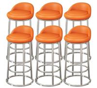 Set of 6 Modern Bar Stools 73cm High Upholstered Synthetic Leather Backrest & Metal Frame Footrest - Perfect for Kitchen Island & Dining Room Seating.