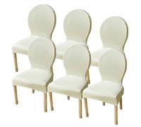 Set of 6 Modern Dining Chair Slipcovers Oval Back No Arms Solid Wood Legs White Perfect for Kitchen & Bedroom Stylish Protection for Small & Large Chairs