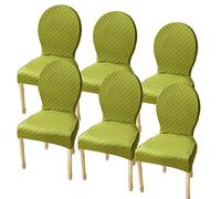 Set of 6 Modern Dining Chair Slipcovers Round Back No Arms for Solid Wood Oval Side Chairs - Kitchen/Bedroom Decor Green Easy to Clean Stylish Protection