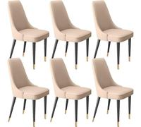 Set of 6 Modern Microfiber Upholstered Chairs with Metal Legs - Dark Green with Black & Gold Feet for Dining Room or Kitchen Use