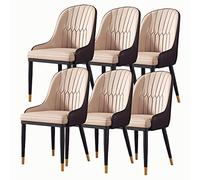 Set of 6 Modern Pink Leather Dining Chairs with High Back Soft Padded Seat Armrests Stable Steel Legs Perfect for Home & Restaurant Decor